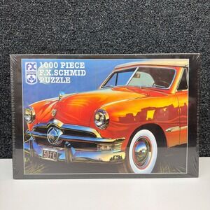 Vtg FX Schmid 1000‎ Piece Puzzle Ancient Reflection 1950 Ford Custom Car 90001
